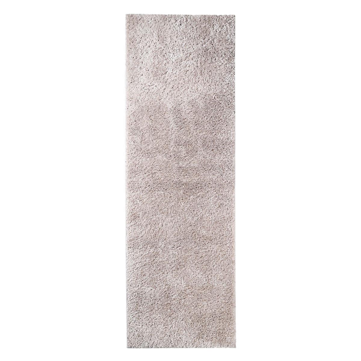 8' Beige Shag Stain Resistant Runner Rug