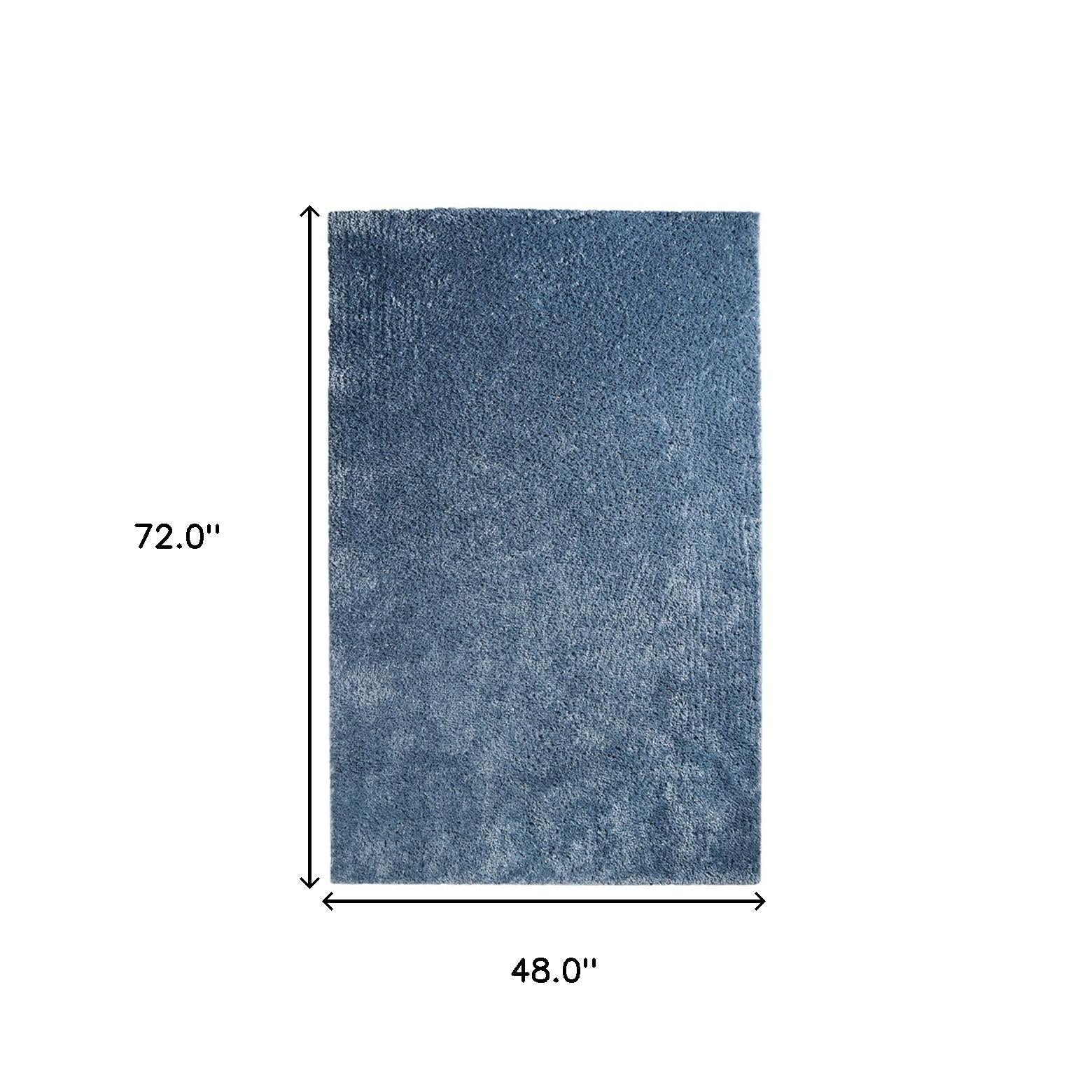 4' X 6' Blue Shag Stain Resistant Area Rug Default Title