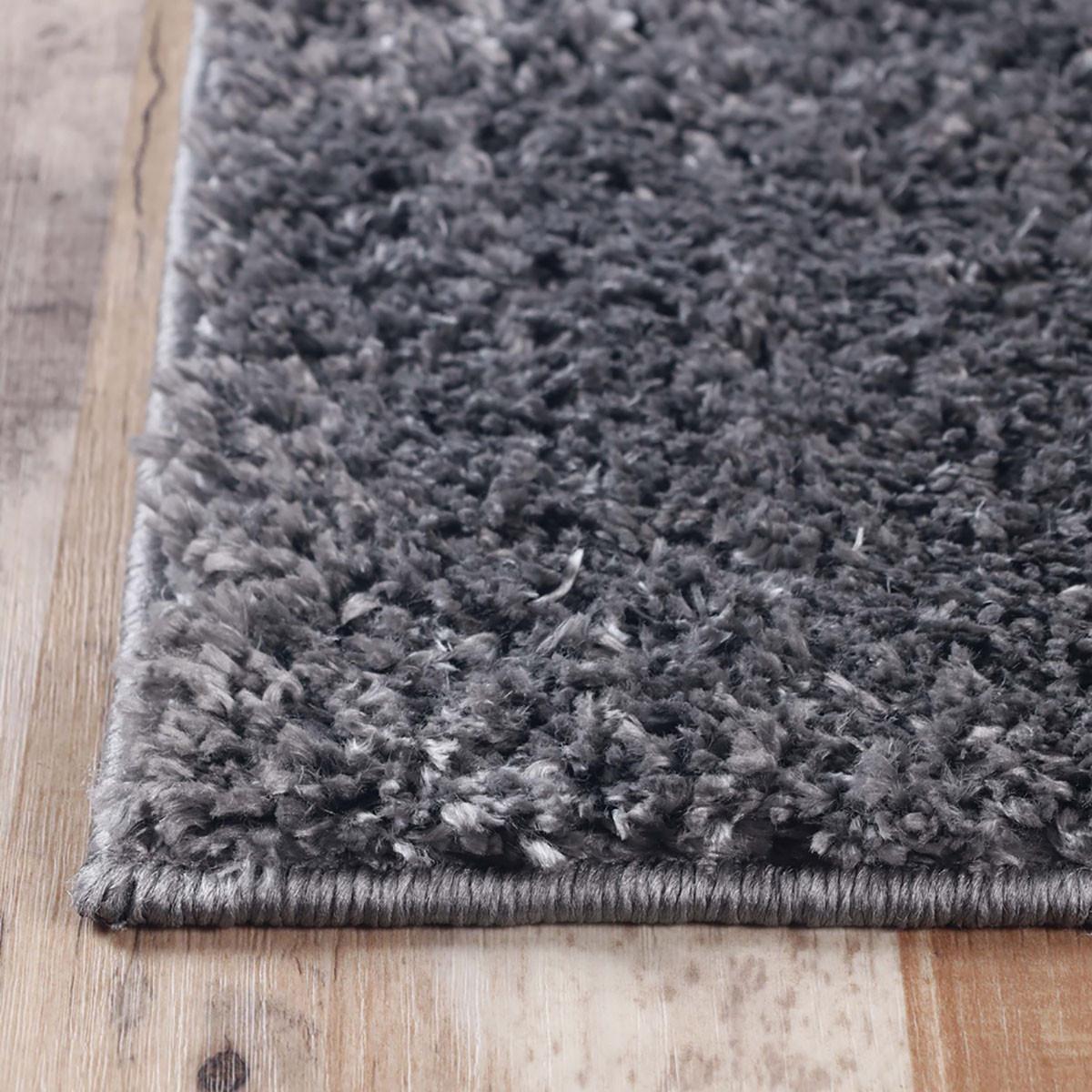 8' X 10' Grey Shag Stain Resistant Area Rug