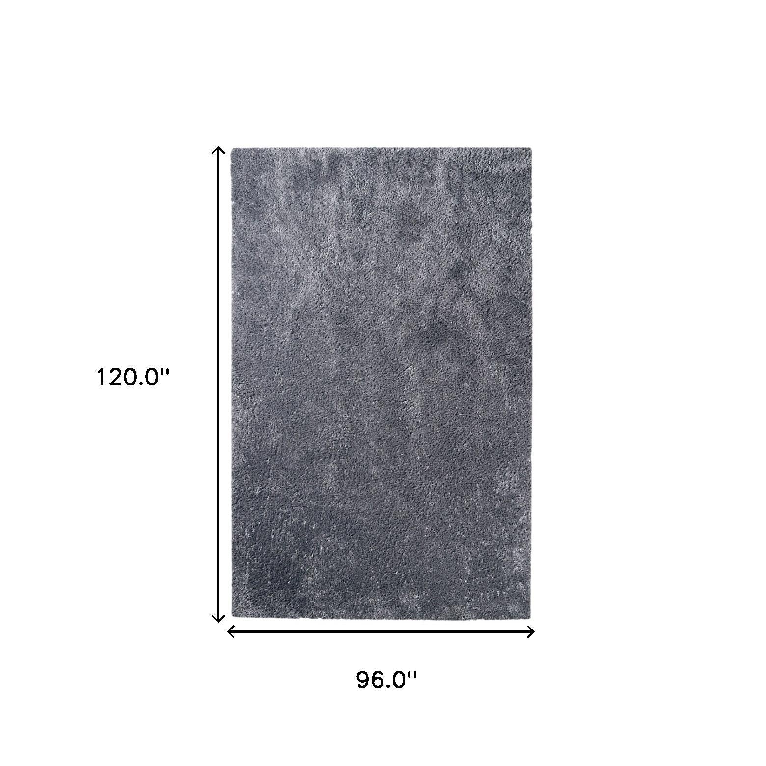 8' X 10' Grey Shag Stain Resistant Area Rug