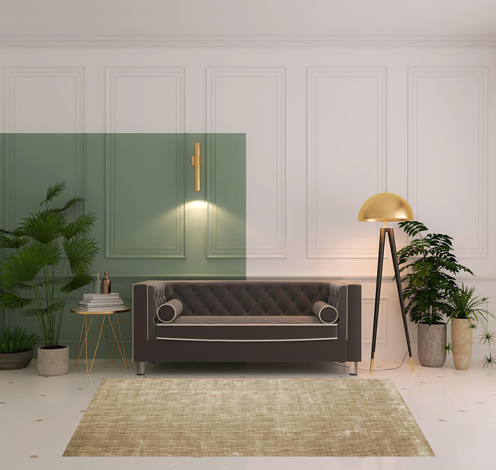 5' X 8' Beige Abstract Hand Woven Stain Resistant Area Rug