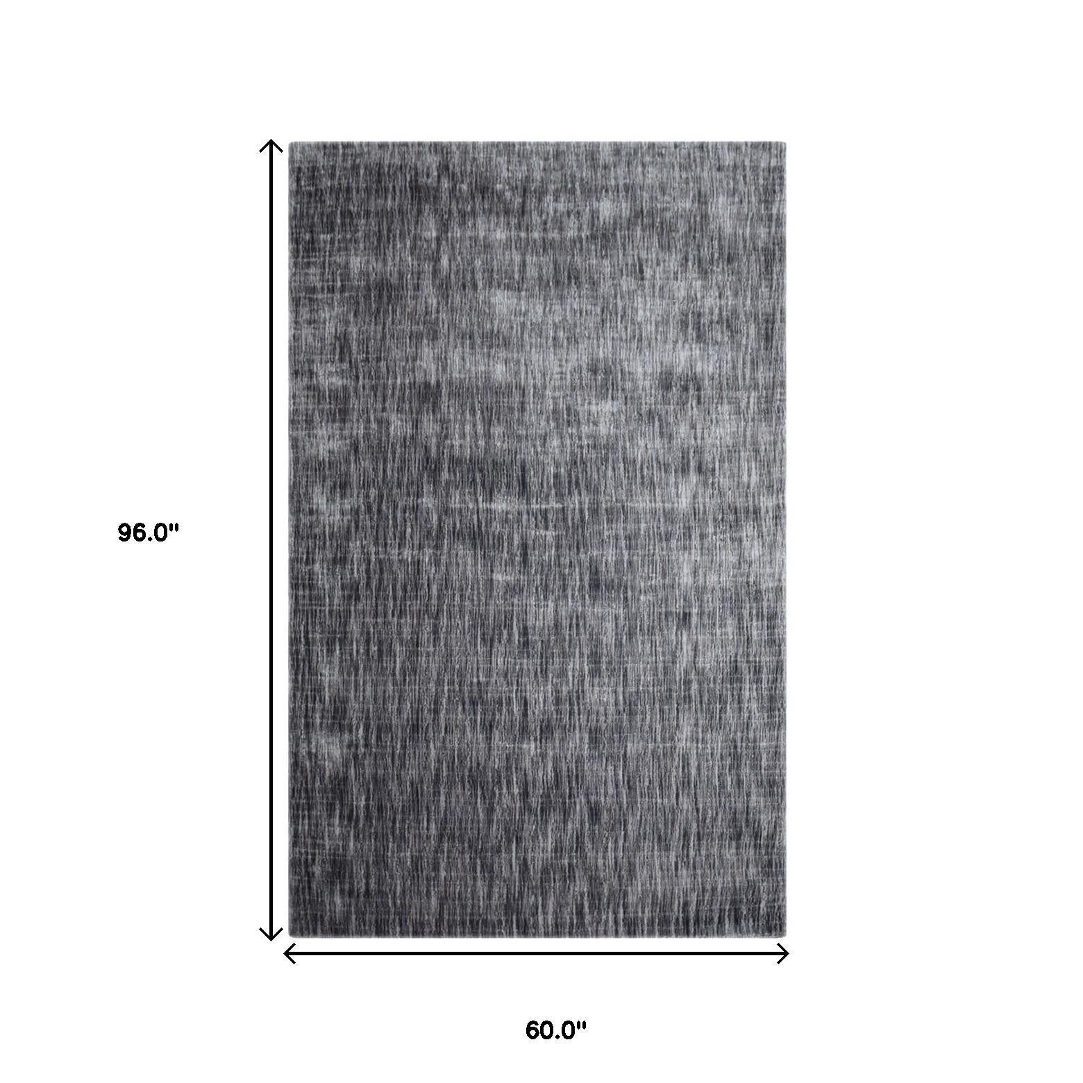 5' X 8' Grey Abstract Handmade Stain Resistant Area Rug