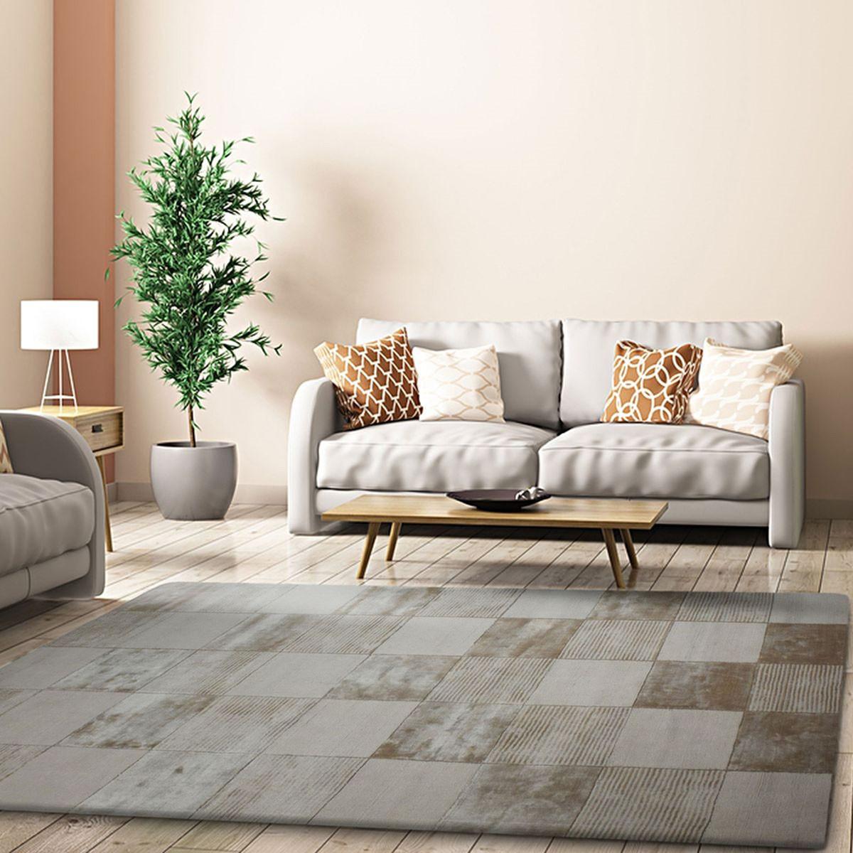 5' X 8' Beige Geometric Hand Woven Stain Resistant Area Rug Default Title