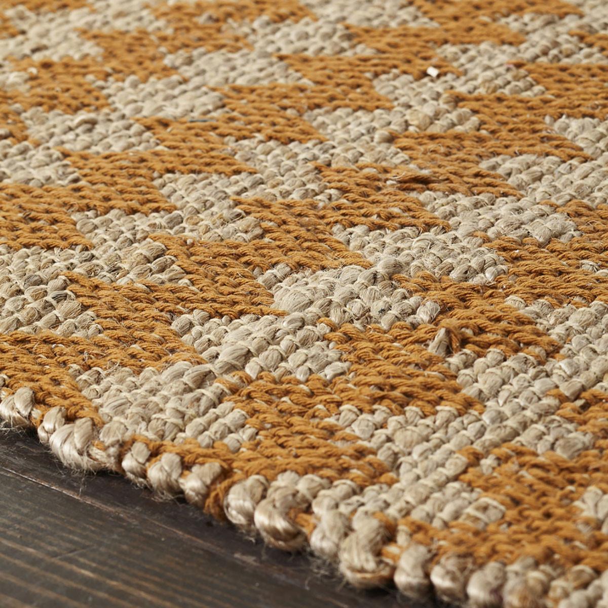 2' X 3' Gold Chevron Hand Woven Stain Resistant Area Rug With Fringe