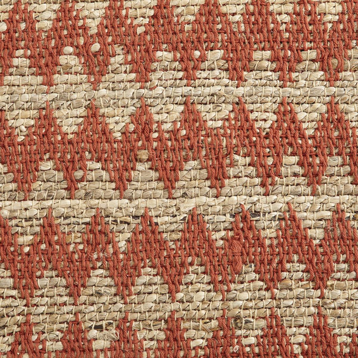 2' X 3' Terracotta Chevron Hand Woven Stain Resistant Area Rug With Fringe