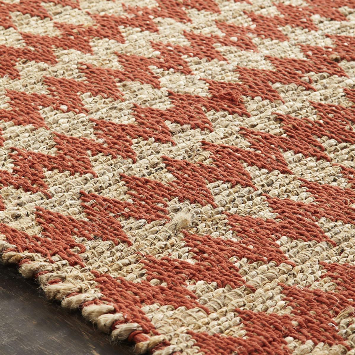 2' X 3' Terracotta Chevron Hand Woven Stain Resistant Area Rug With Fringe