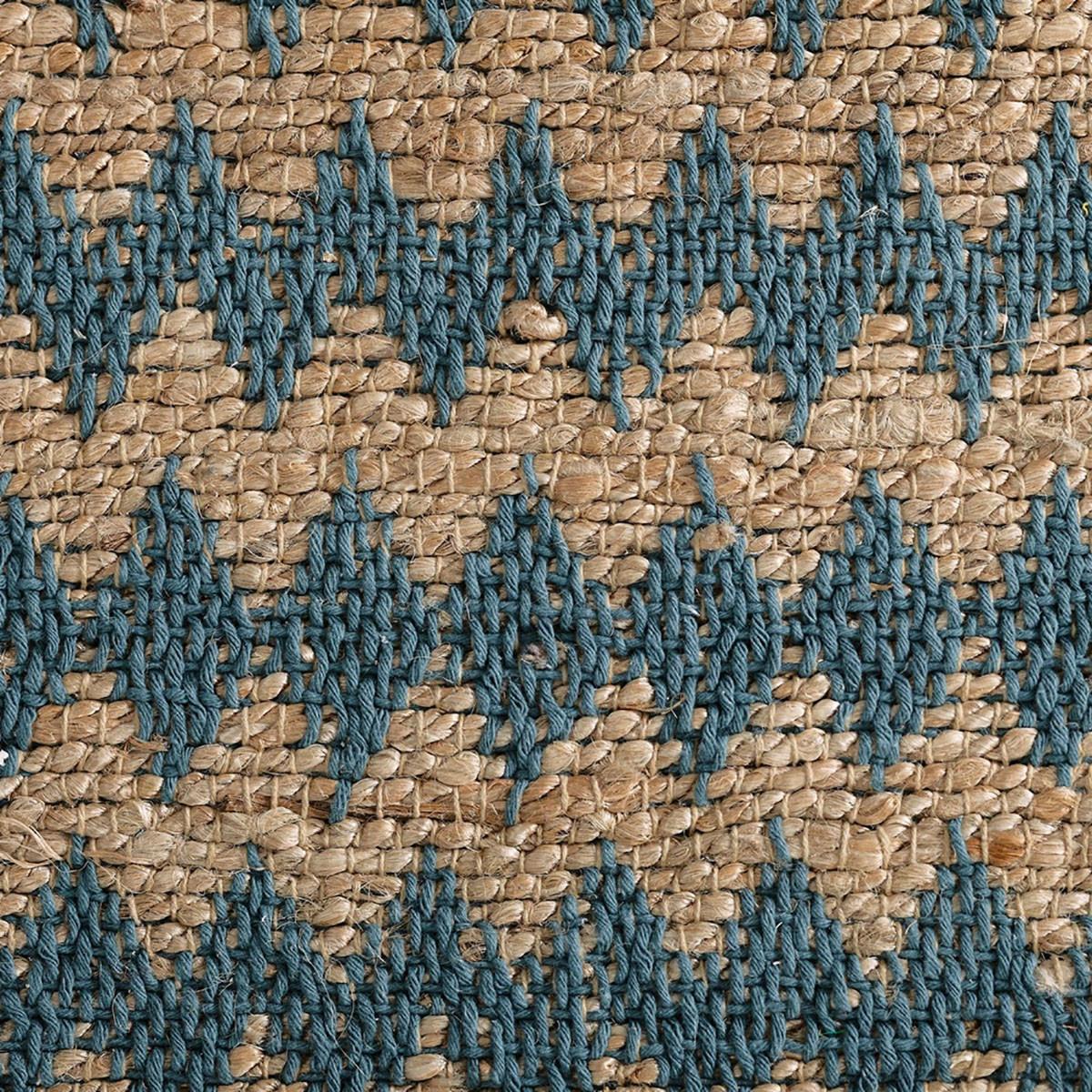 2' X 3' Teal Chevron Hand Woven Stain Resistant Area Rug With Fringe