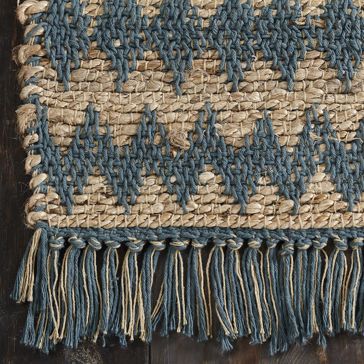 2' X 3' Teal Chevron Hand Woven Stain Resistant Area Rug With Fringe