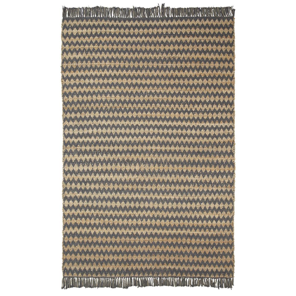 5' X 8' Grey Chevron Hand Woven Stain Resistant Area Rug With Fringe Default Title