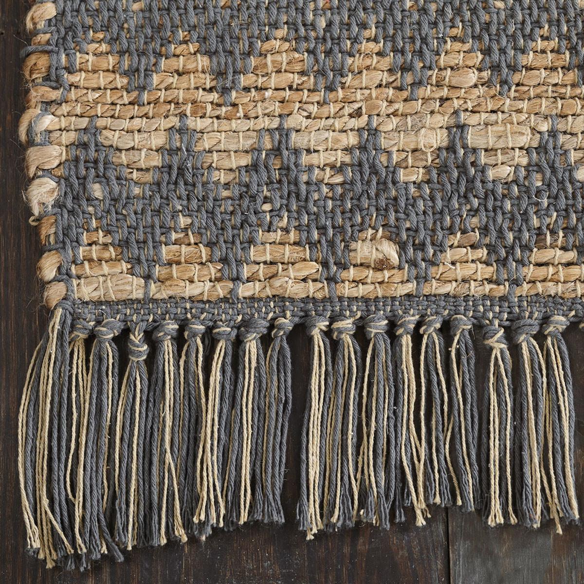 5' X 8' Grey Chevron Hand Woven Stain Resistant Area Rug With Fringe