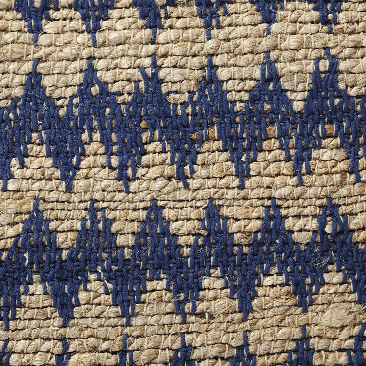 5' X 8' Navy Peony Chevron Hand Woven Stain Resistant Area Rug With Fringe