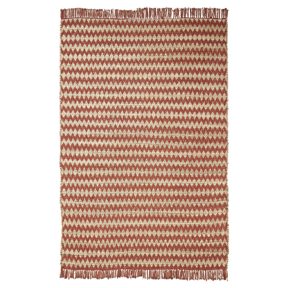 5' X 8' Terracotta Chevron Hand Woven Stain Resistant Area Rug With Fringe Default Title