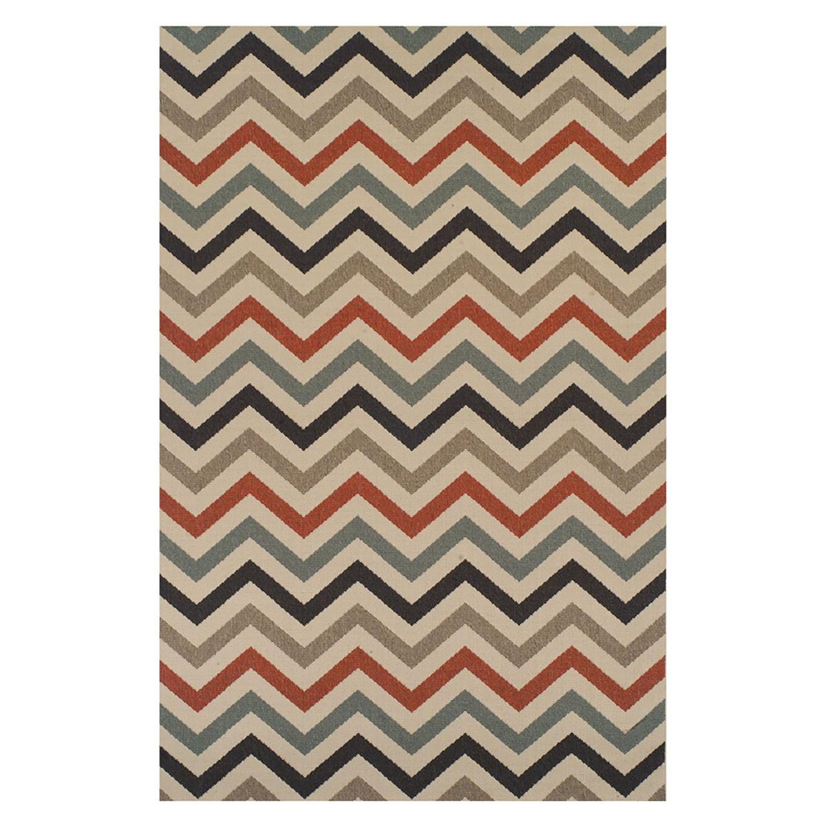 8' X 10' Stone Chevron Power Loom Stain Resistant Area Rug With Fringe