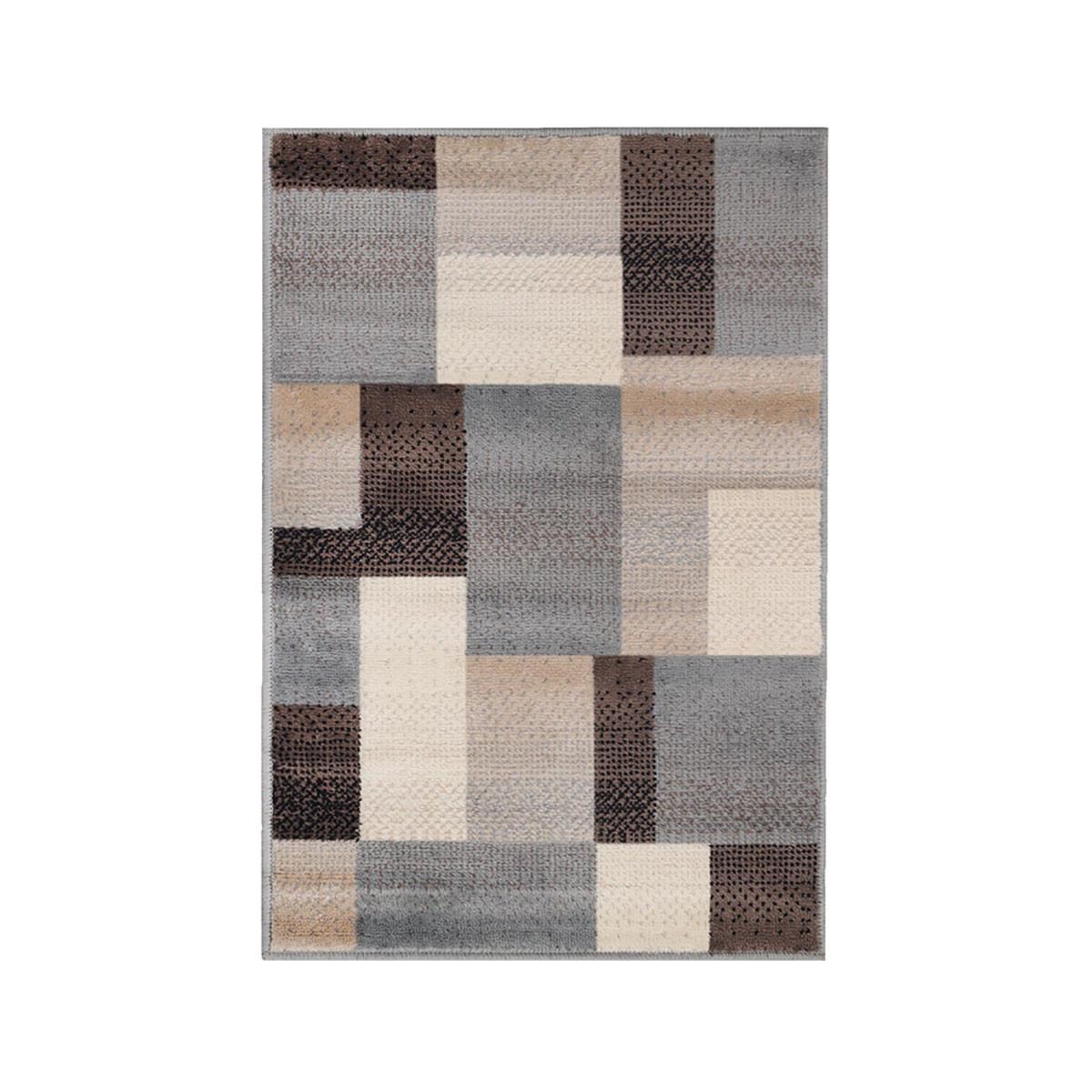 2' X 3' Grey-Brown Patchwork Power Loom Stain Resistant Area Rug