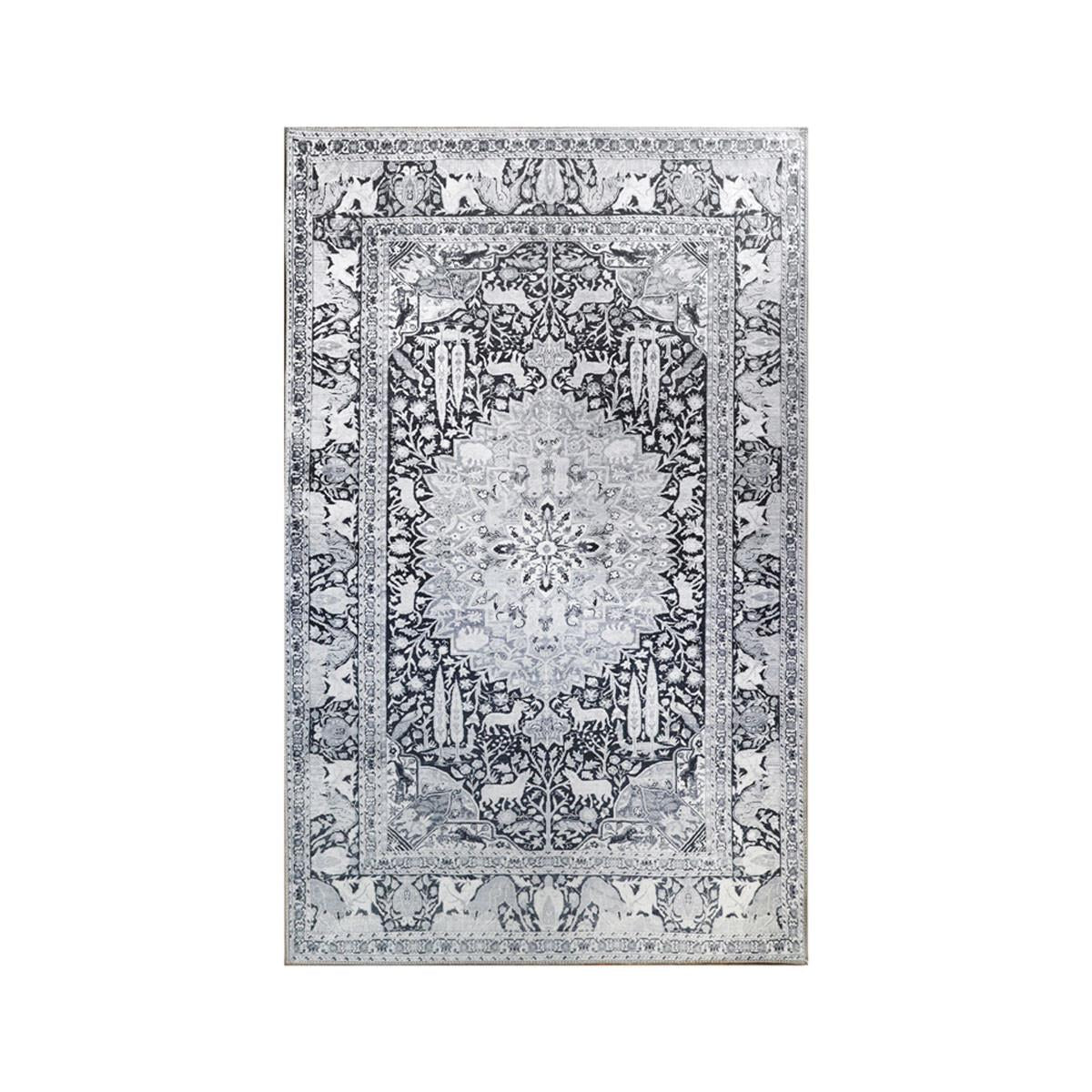 3' X 5' Charcoal Medallion Stain Resistant Area Rug Default Title