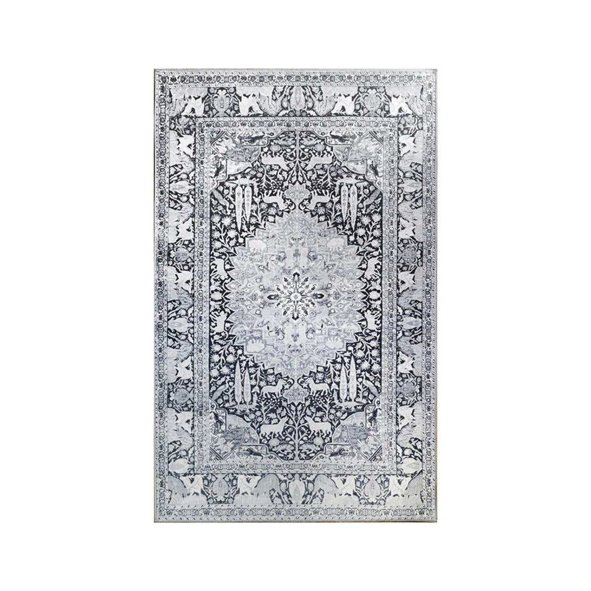 7' X 9' Charcoal Medallion Stain Resistant Area Rug Default Title