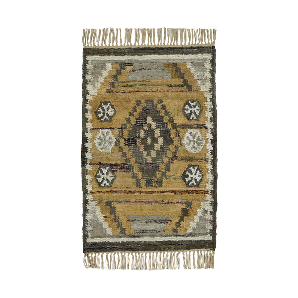 2' X 3' Green And Gray Paisley Stain Resistant Area Rug with Tassels