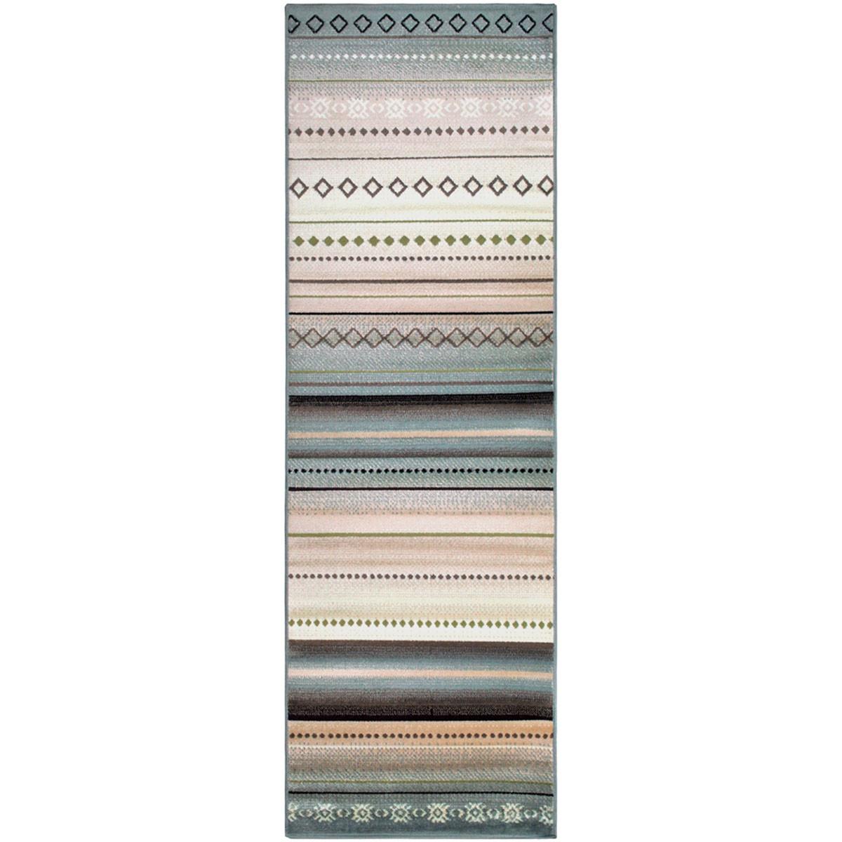 8' Gray Southwest Geometric Stain Resistant Runner Rug Default Title