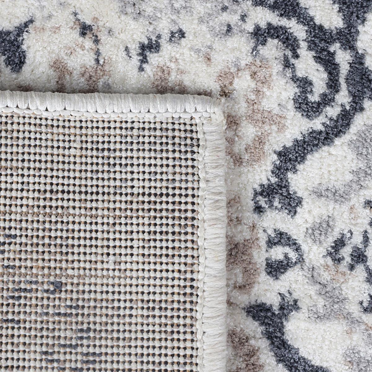 5' X 8' Ivory Geometric Medallion  Stain Resistant Area Rug