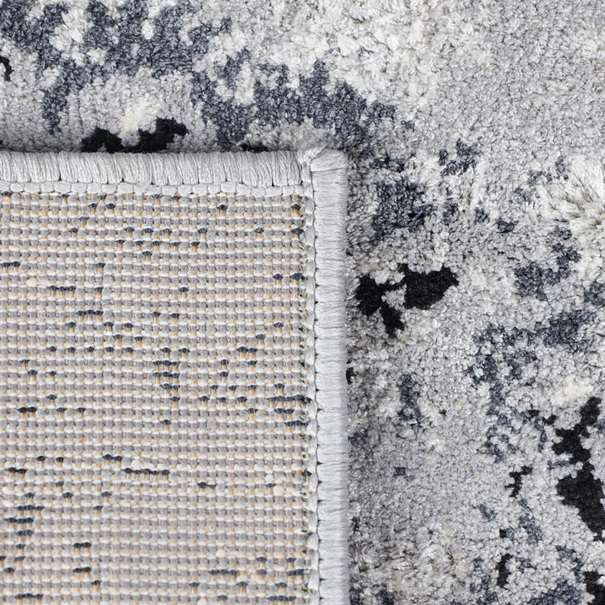 5' X 8' Silver And Gray Geometric Medallion Stain Resistant Area Rug