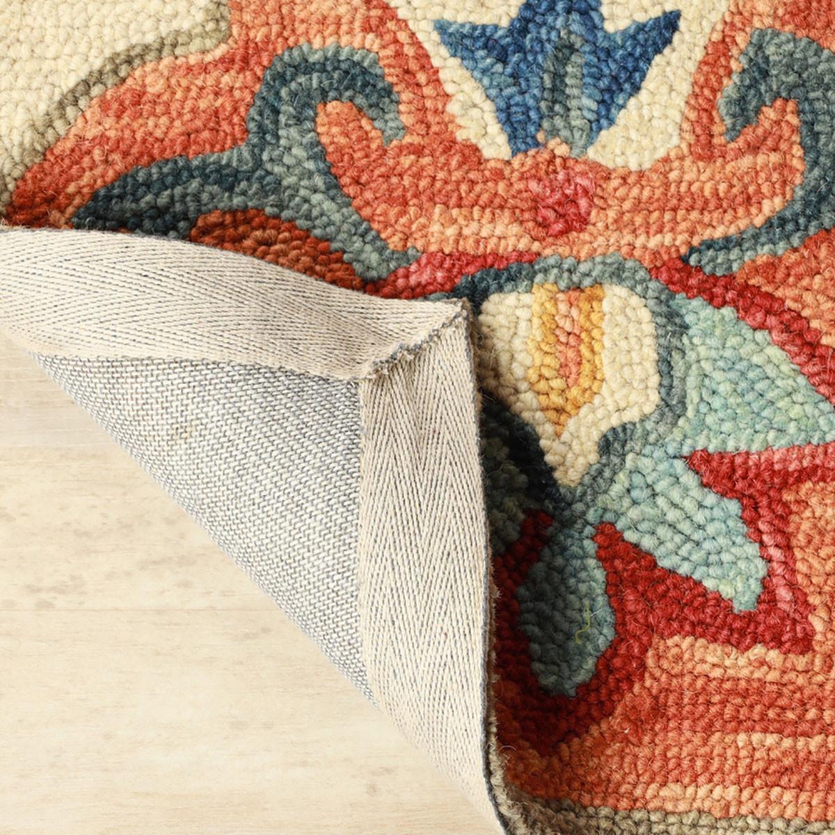 5' X 8' Cream And Rust Wool Geometric Tufted Stain Resistant Area Rug