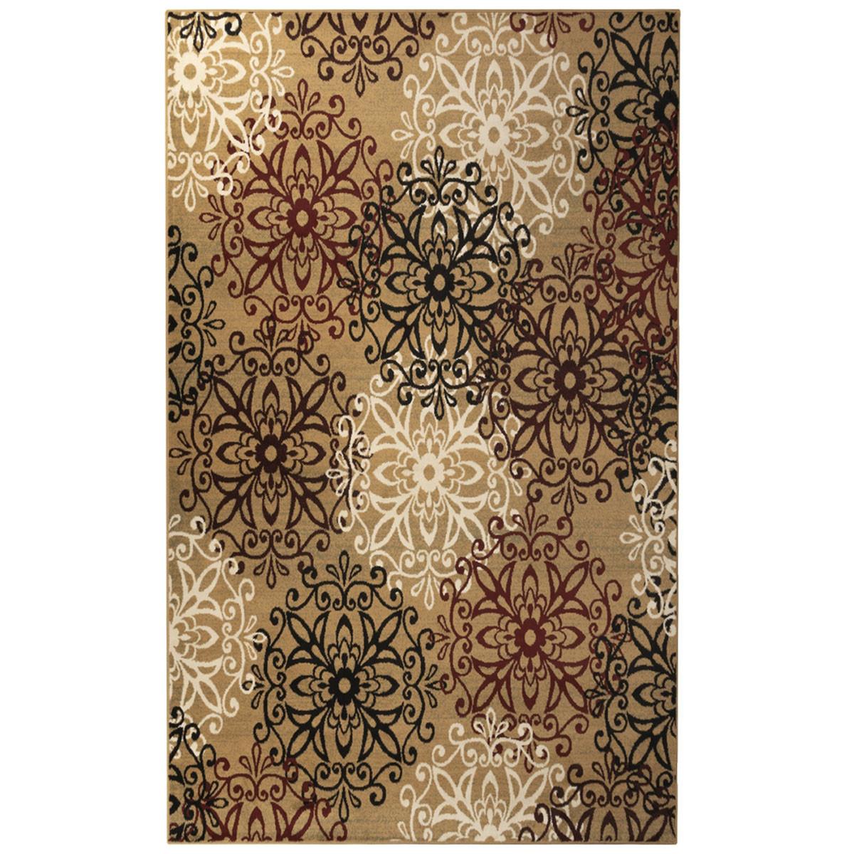 4' X 6' Gold And Gray Medallion Power Loom Stain Resistant Area Rug Default Title