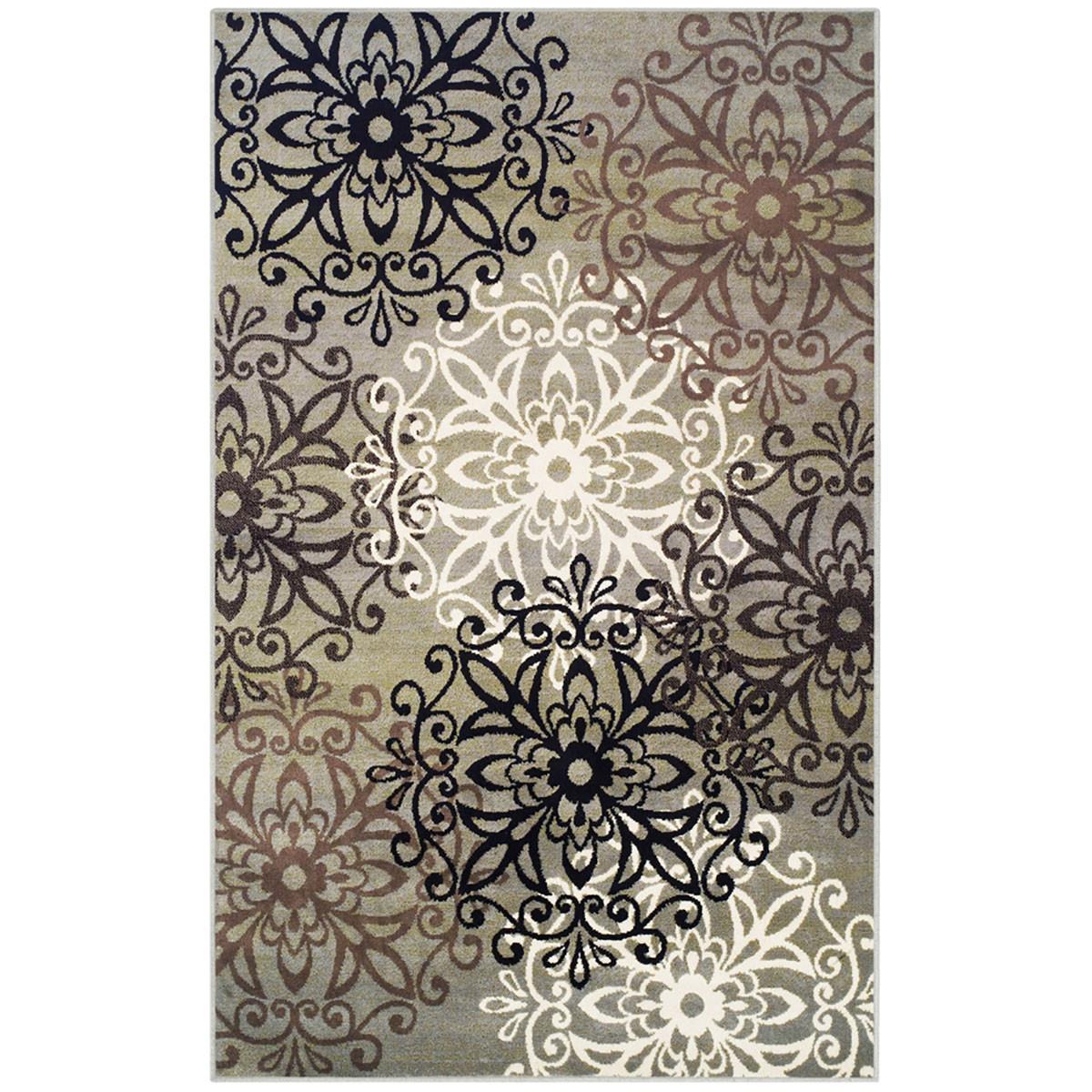 5' X 8' Blue And Gray Medallion Power Loom Stain Resistant Area Rug Default Title