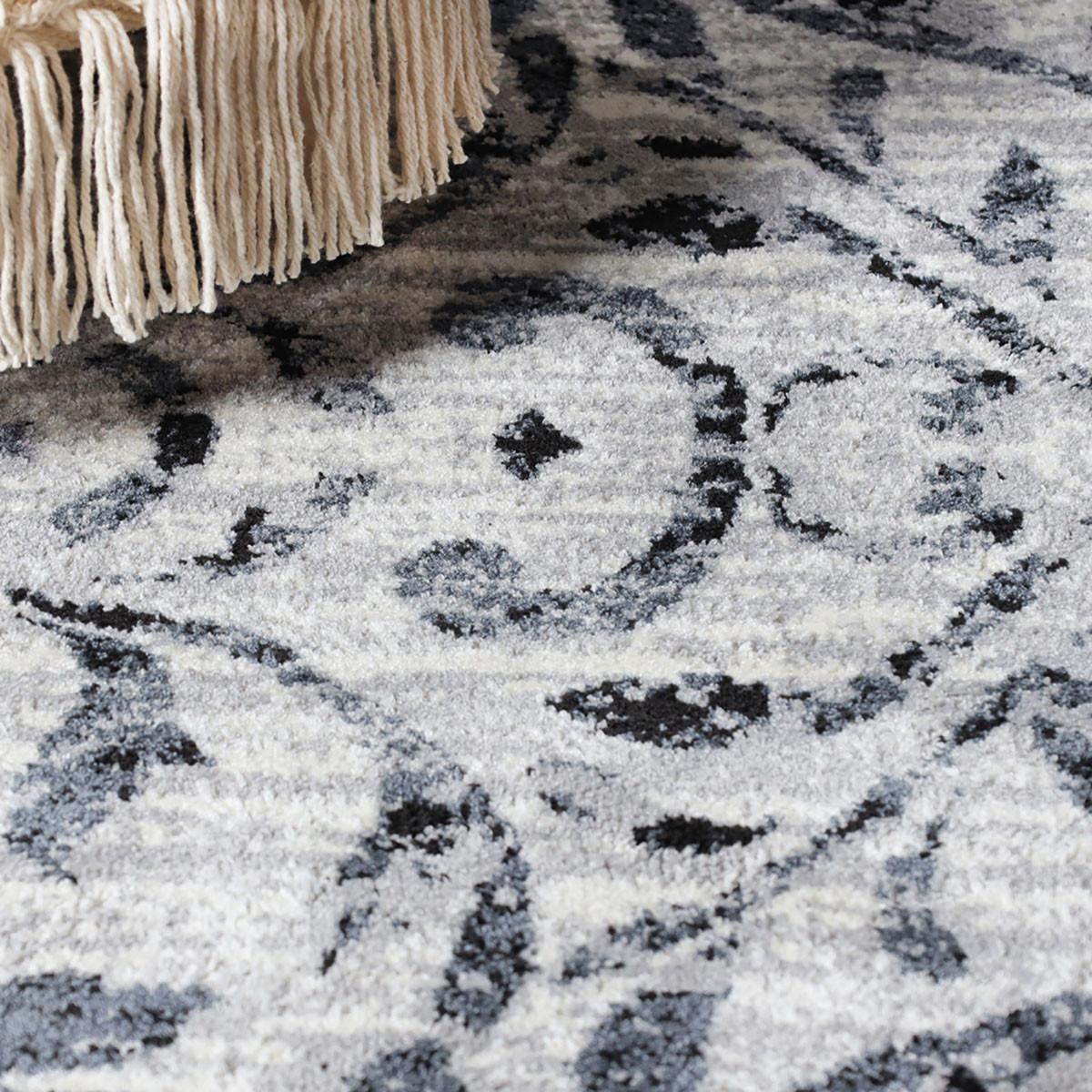 5' X 8' Platinum Floral Vines Power Loom Stain Resistant Area Rug