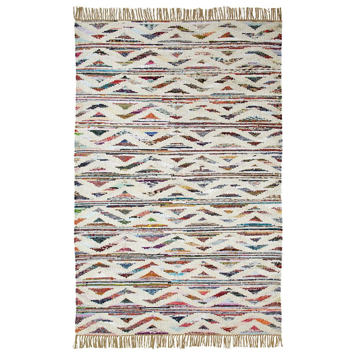 5' X 8' White And Southwest Palette Geometric Hand Woven Area Rug Default Title