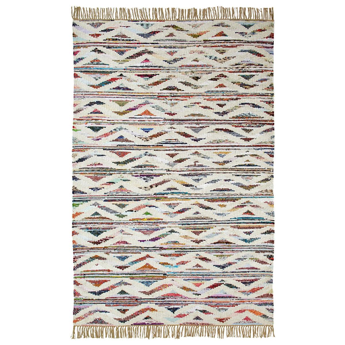 8' X 10' White And Southwest Palette Geometric Resistant Area Rug