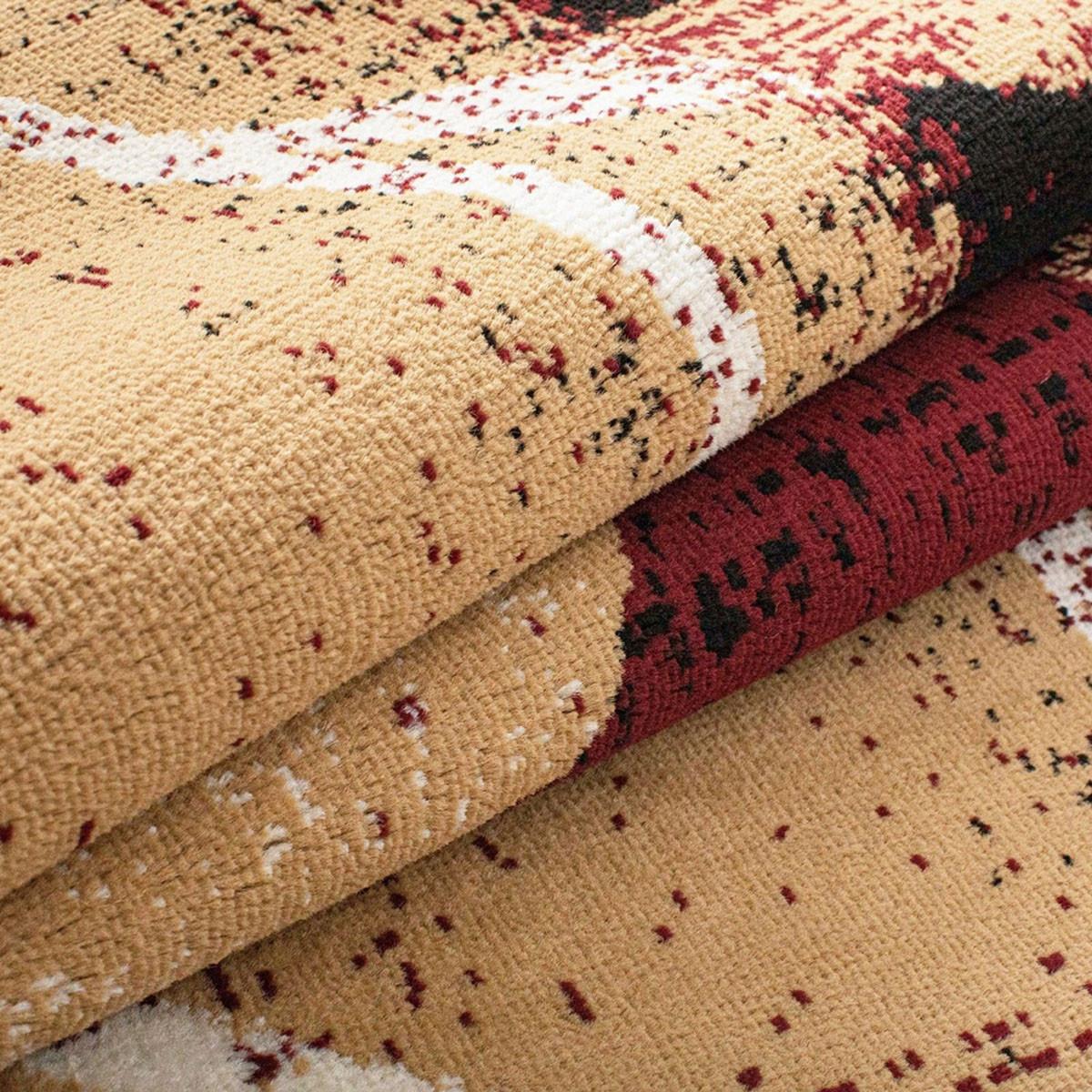 8' Burgundy And Beige Floral Power Loom Distressed Stain Resistant Runner Rug