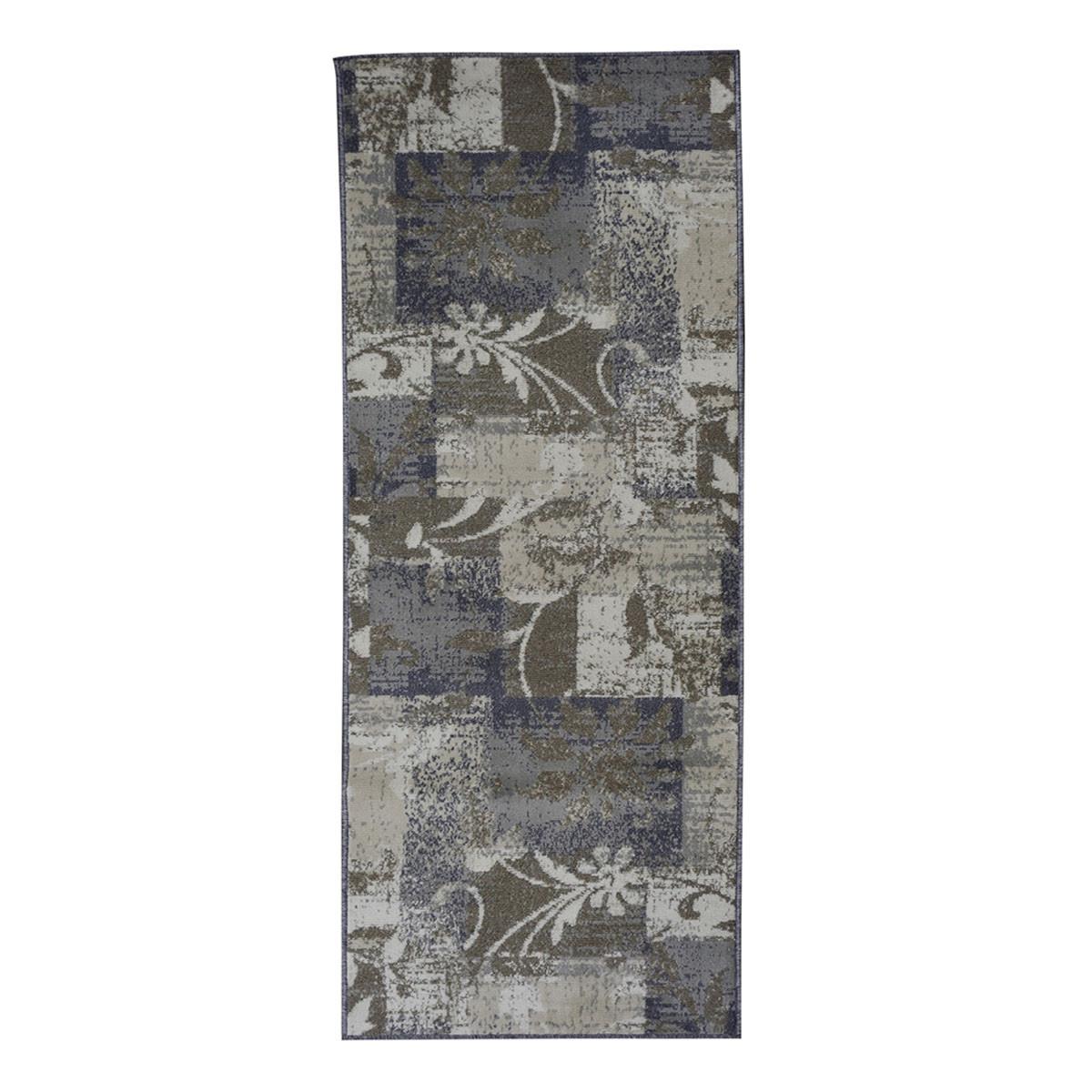 8' Ivory Gray And Olive Floral Power Loom Distressed Stain Resistant Runner Rug Default Title
