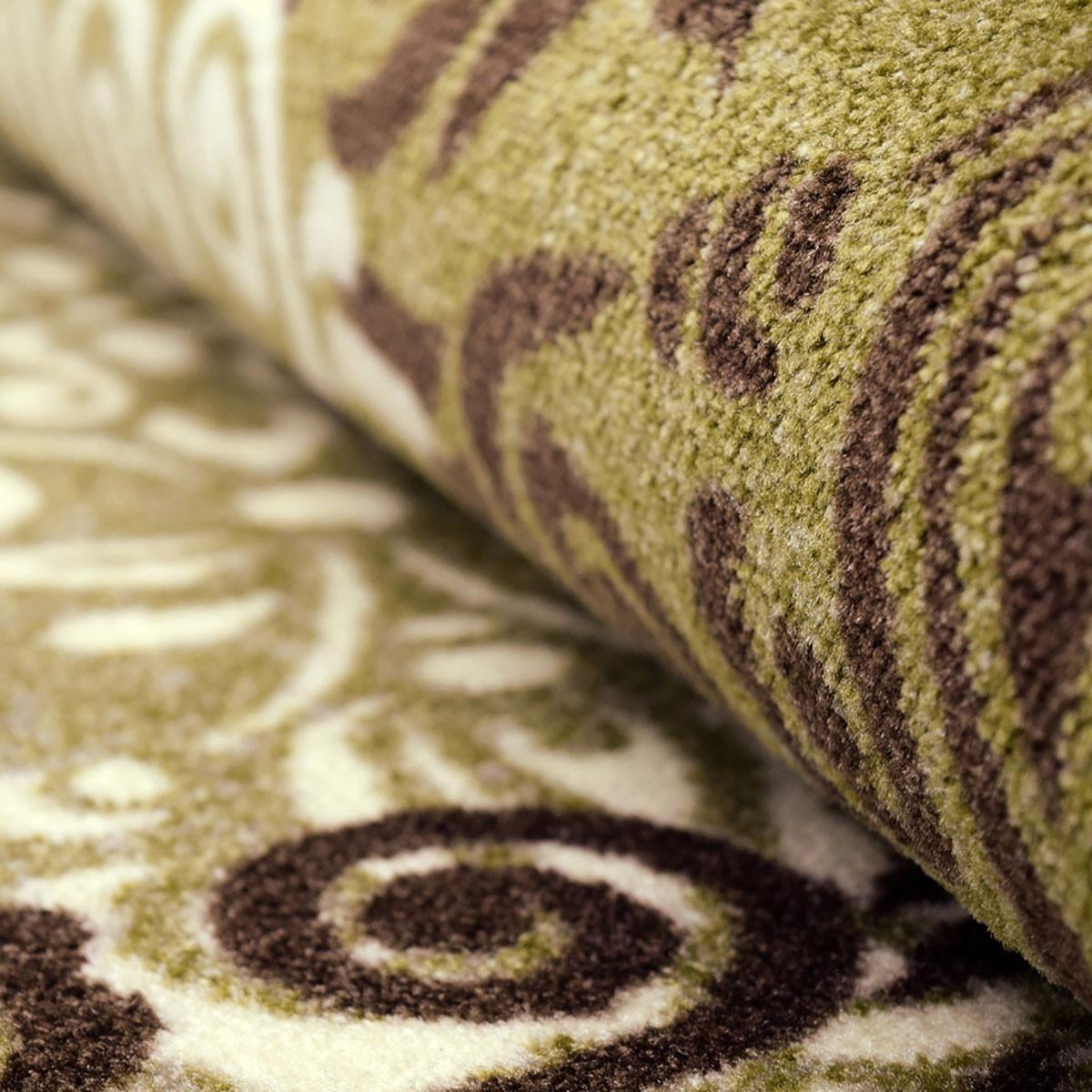 5' X 8' Greens And Browns Floral Power Loom Non Skid Area Rug