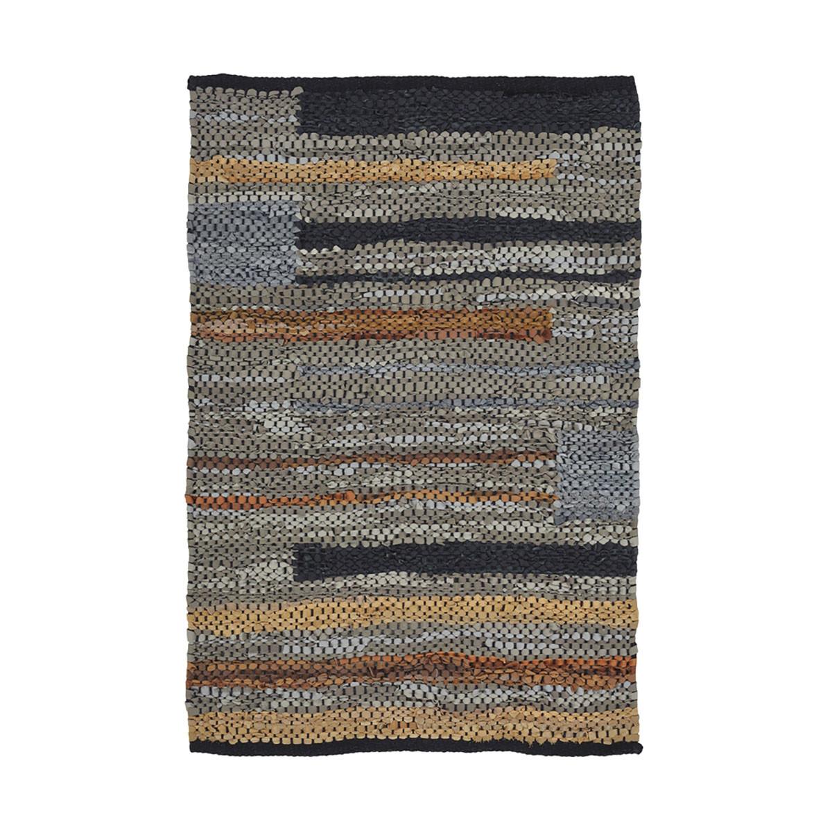 2' X 3' Grey Striped Hand Woven Stain Resistant Area Rug