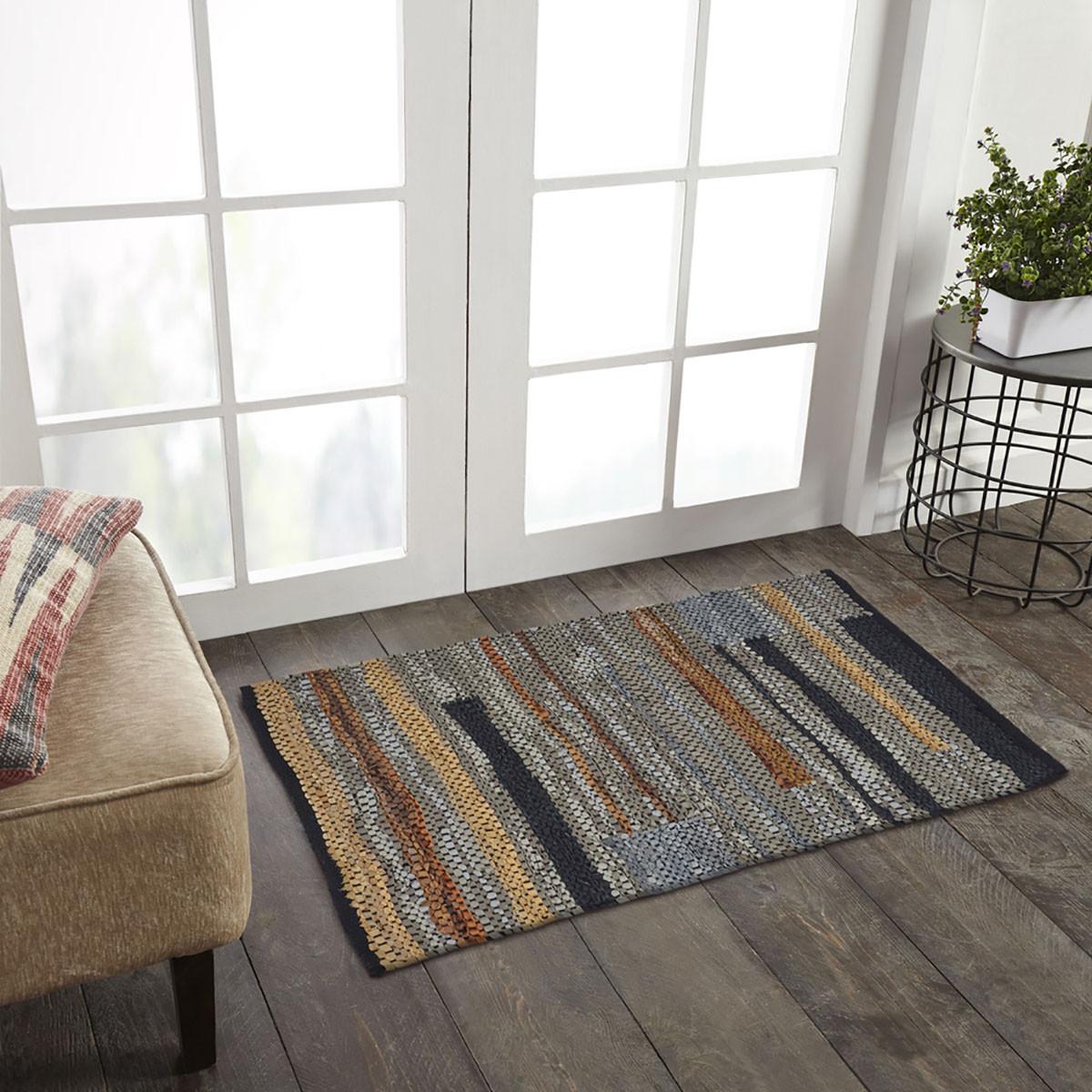 2' X 3' Grey Striped Hand Woven Stain Resistant Area Rug