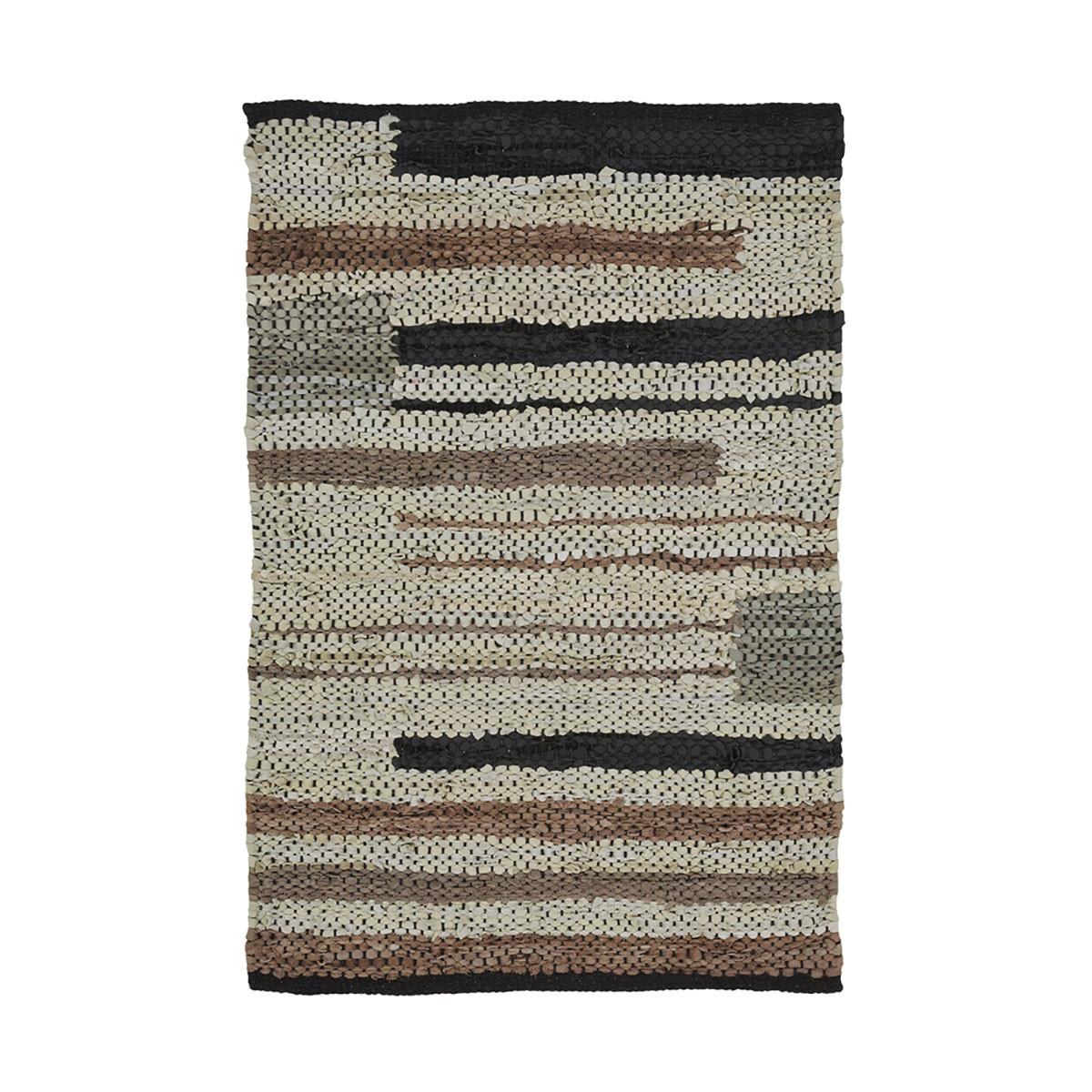 2' X 3' Oatmeal Striped Hand Woven Stain Resistant Area Rug