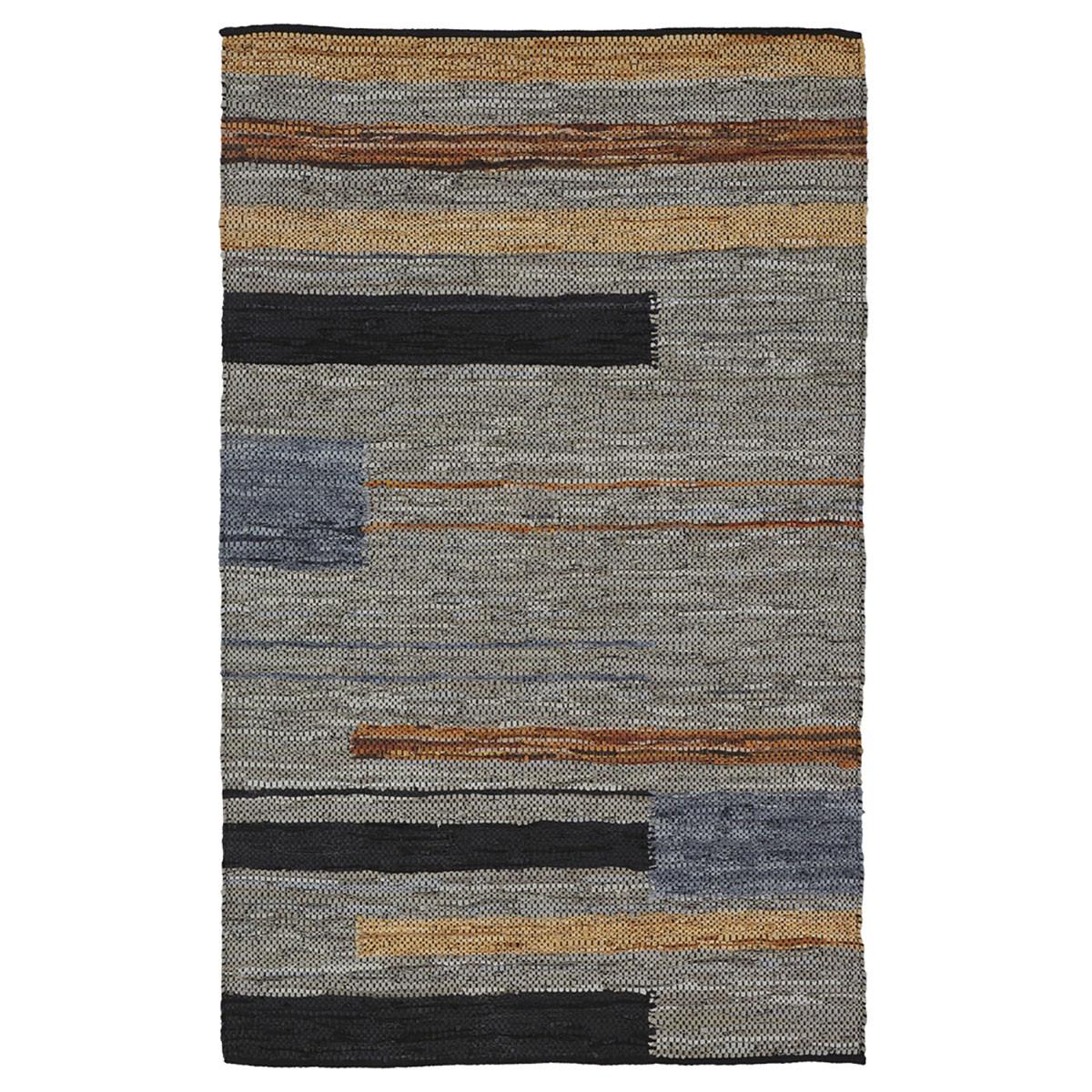 5' X 8' Grey Striped Hand Woven Stain Resistant Area Rug Default Title