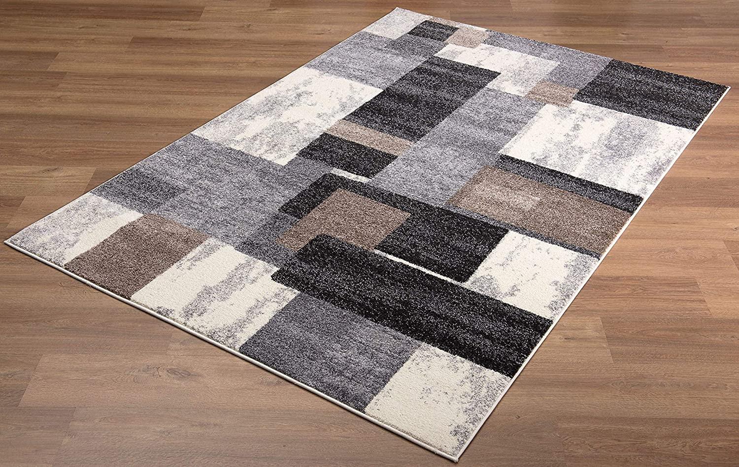 2' X 8' Brown Geometric Power Loom Stain Resistant Area Rug