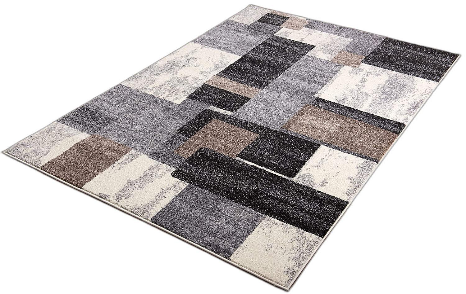 2' X 8' Brown Geometric Power Loom Stain Resistant Area Rug