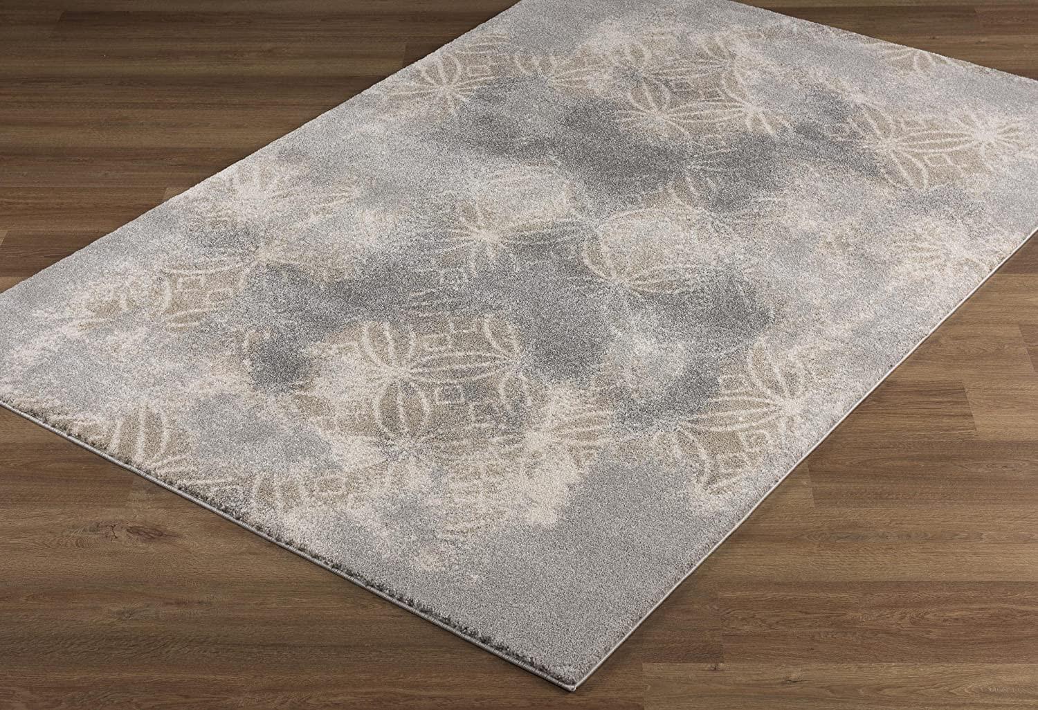 4' X 6' Light Grey Abstract Power Loom Stain Resistant Area Rug Default Title