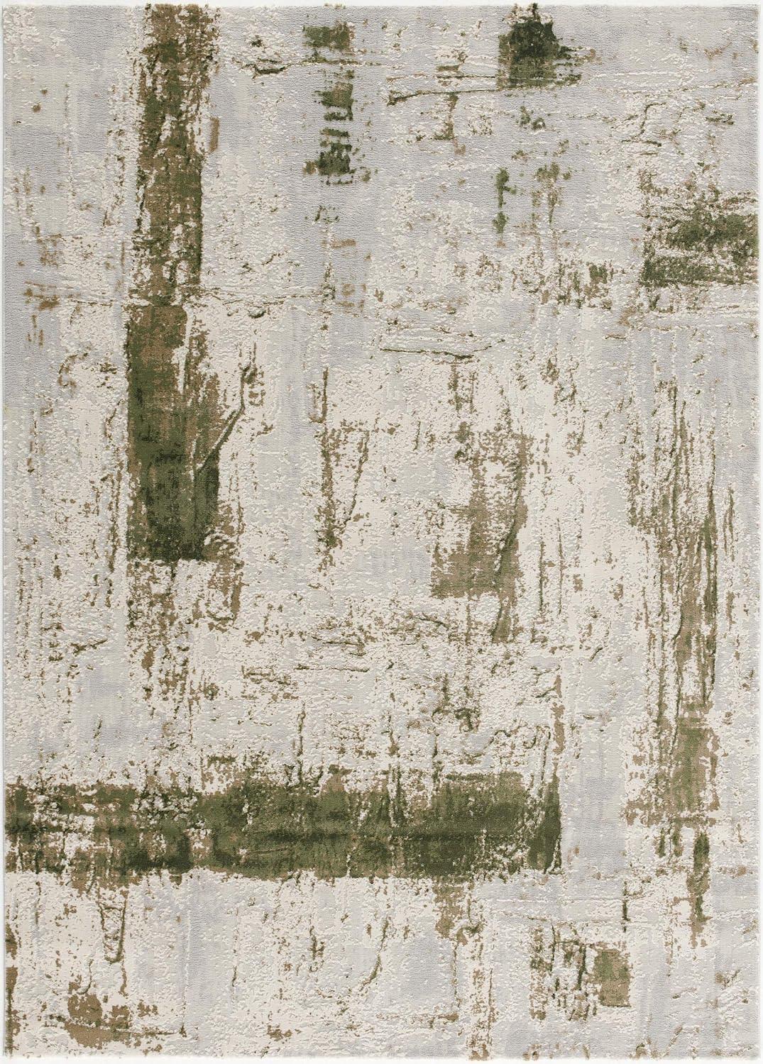 2' X 4' Green Abstract Power Loom Stain Resistant Area Rug