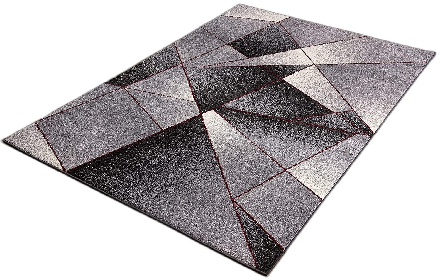 2' X 10' Grey Blue Abstract Geometric Stain Resistant Area Rug