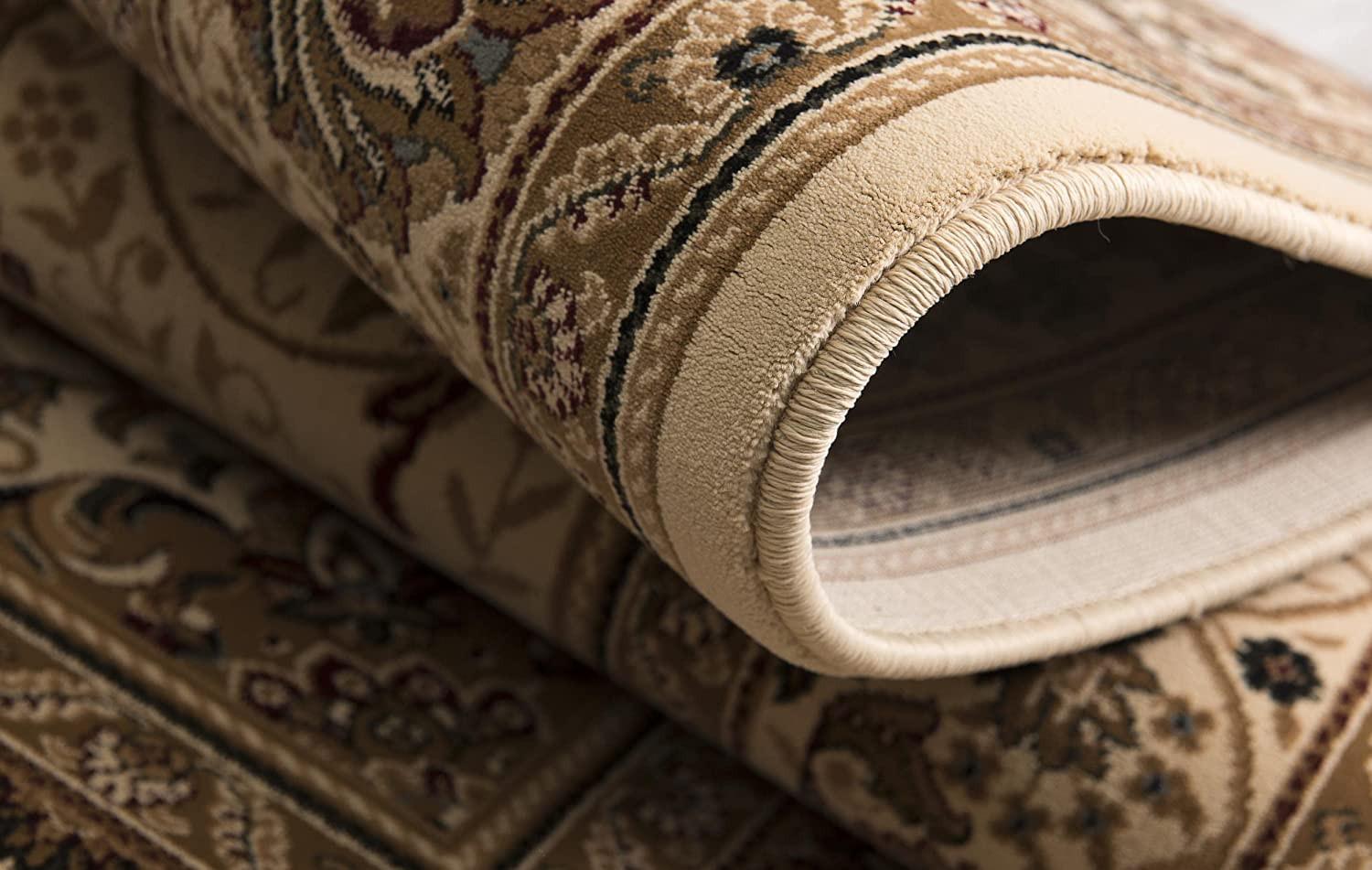 7' X 10' Cream Oriental Medallion Stain Resistant Area Rug