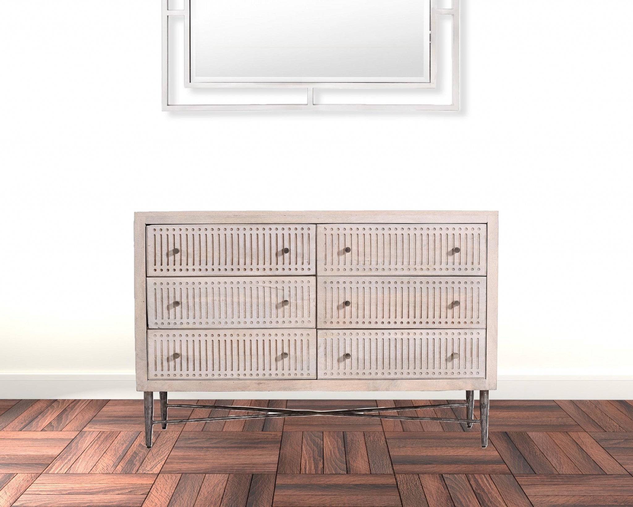 48" Brushed Ivory Solid Wood Six Drawer Double Dresser Default Title