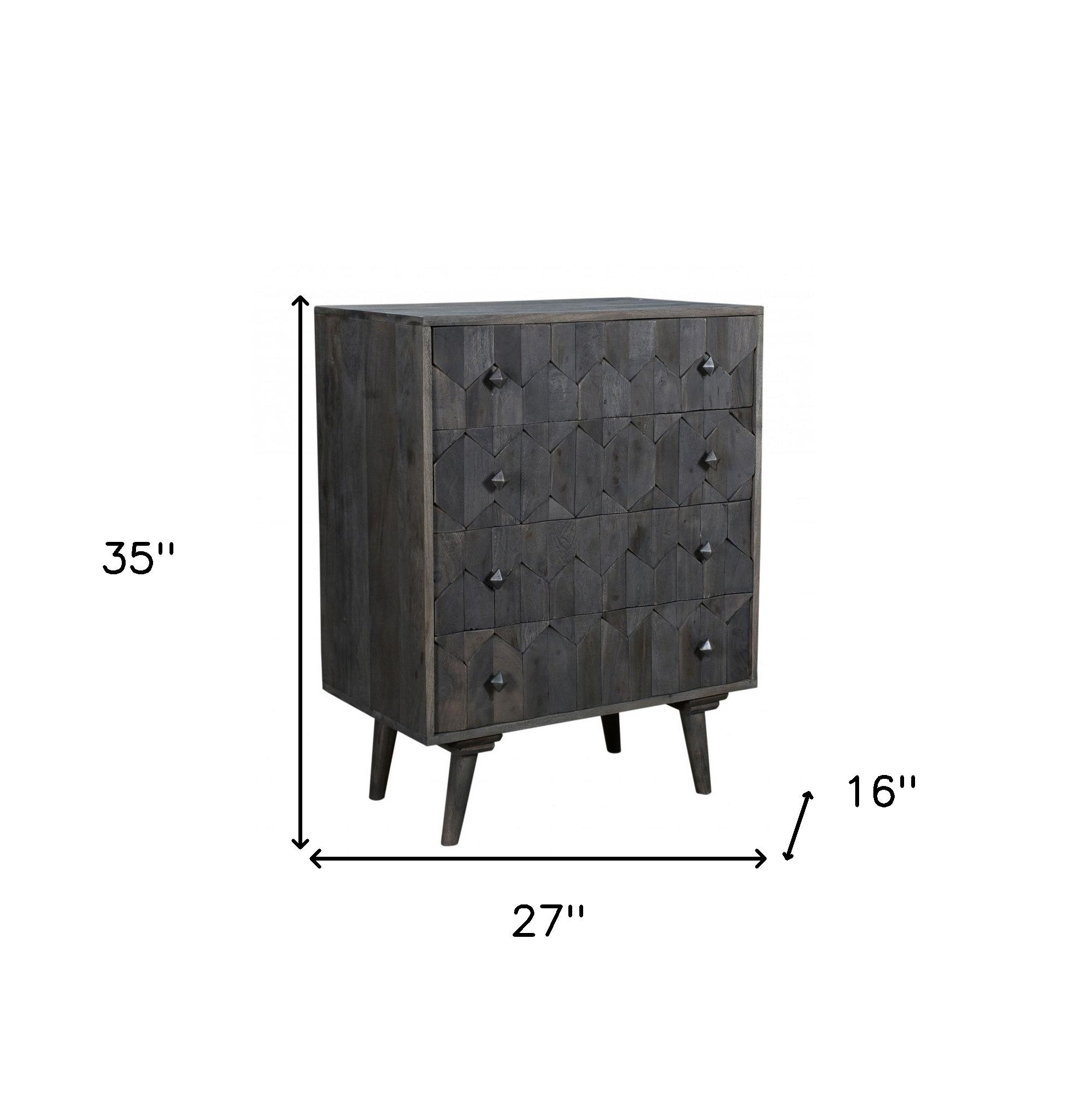 27" Dark Gray Solid Wood Four Drawer Standard Dresser Default Title