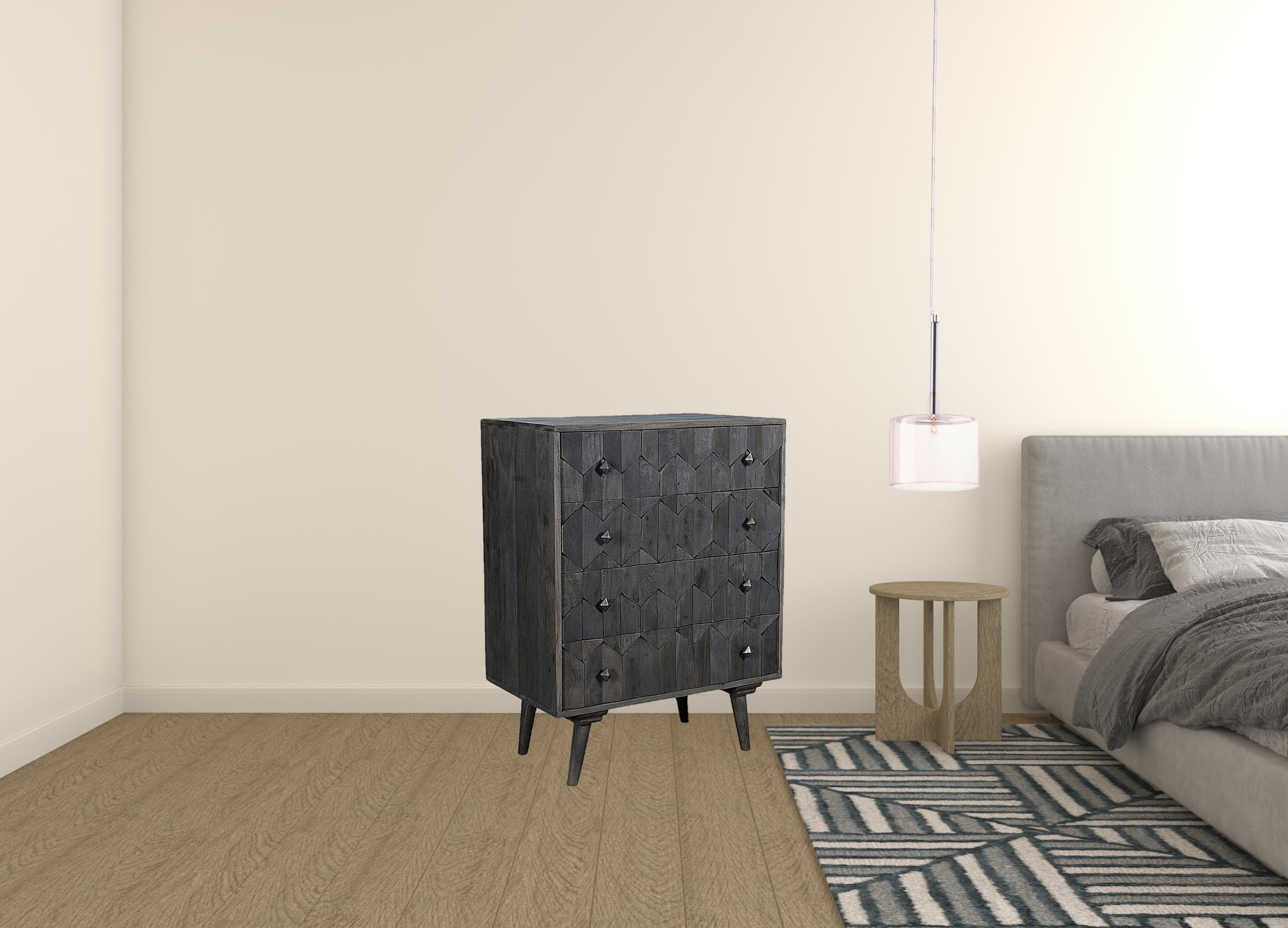 27" Dark Gray Solid Wood Four Drawer Standard Dresser Default Title