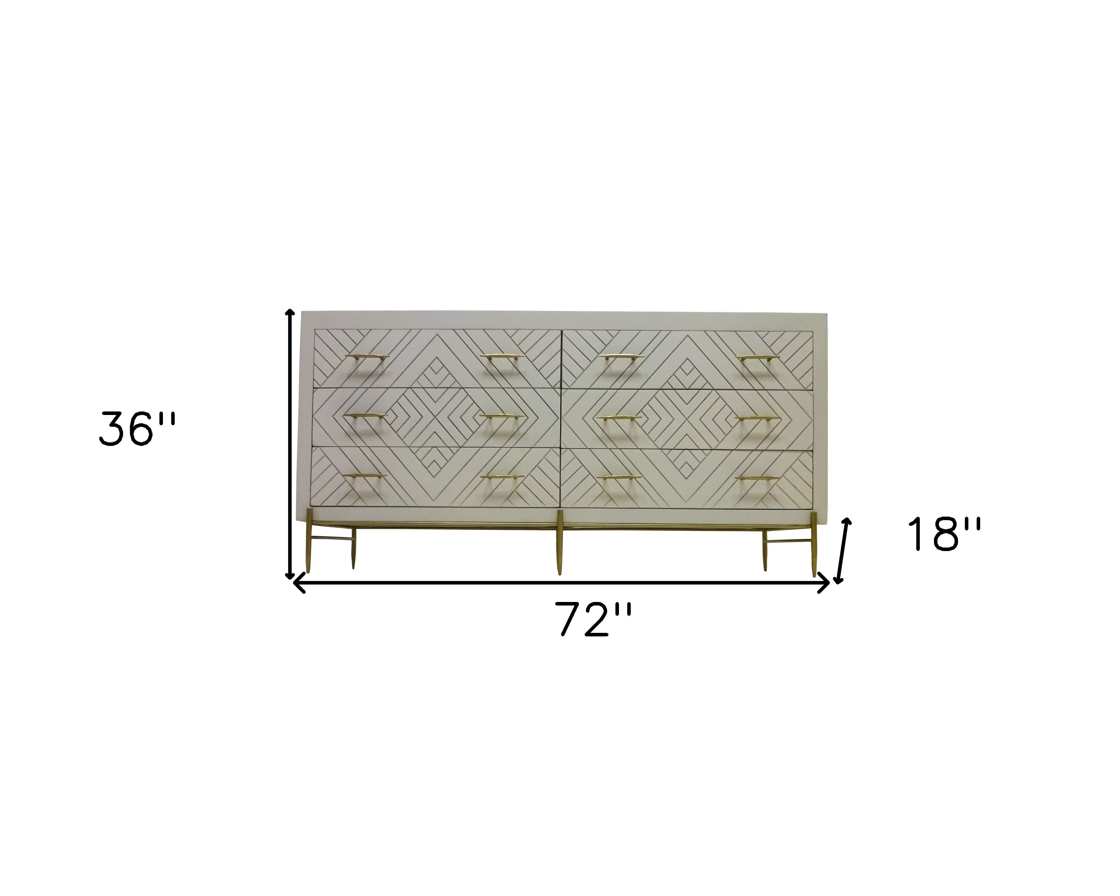 72" Ivory Solid Wood Six Drawer Double Dresser Default Title