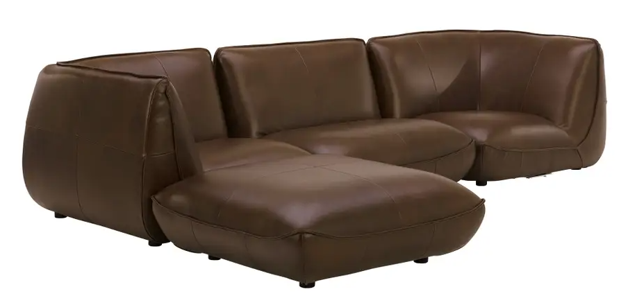 Zeppelin Lounge Modular Leather Sectional - Toasted Hickory