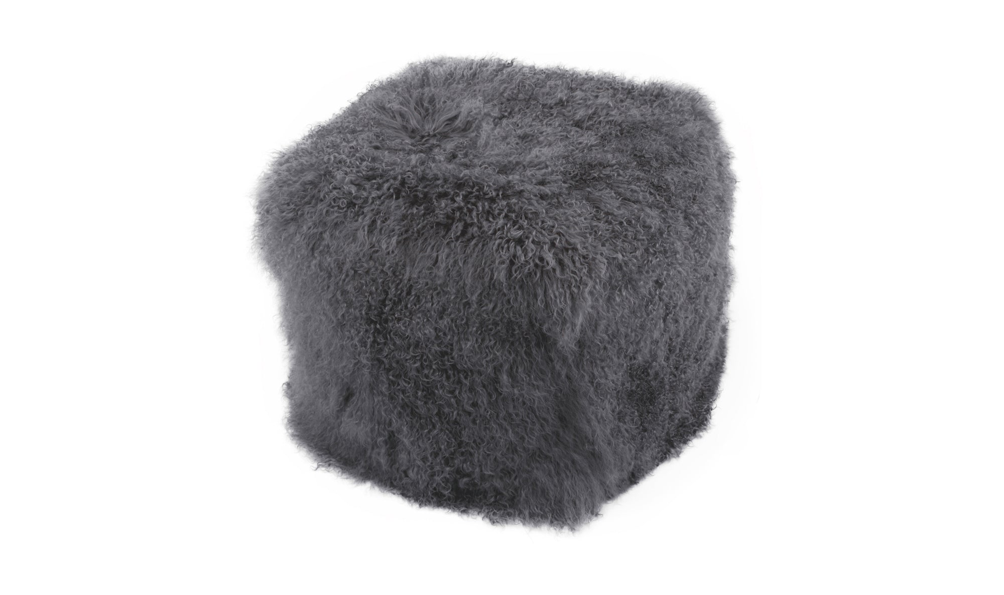 Lamb Fur Pouf - Charcoal Grey